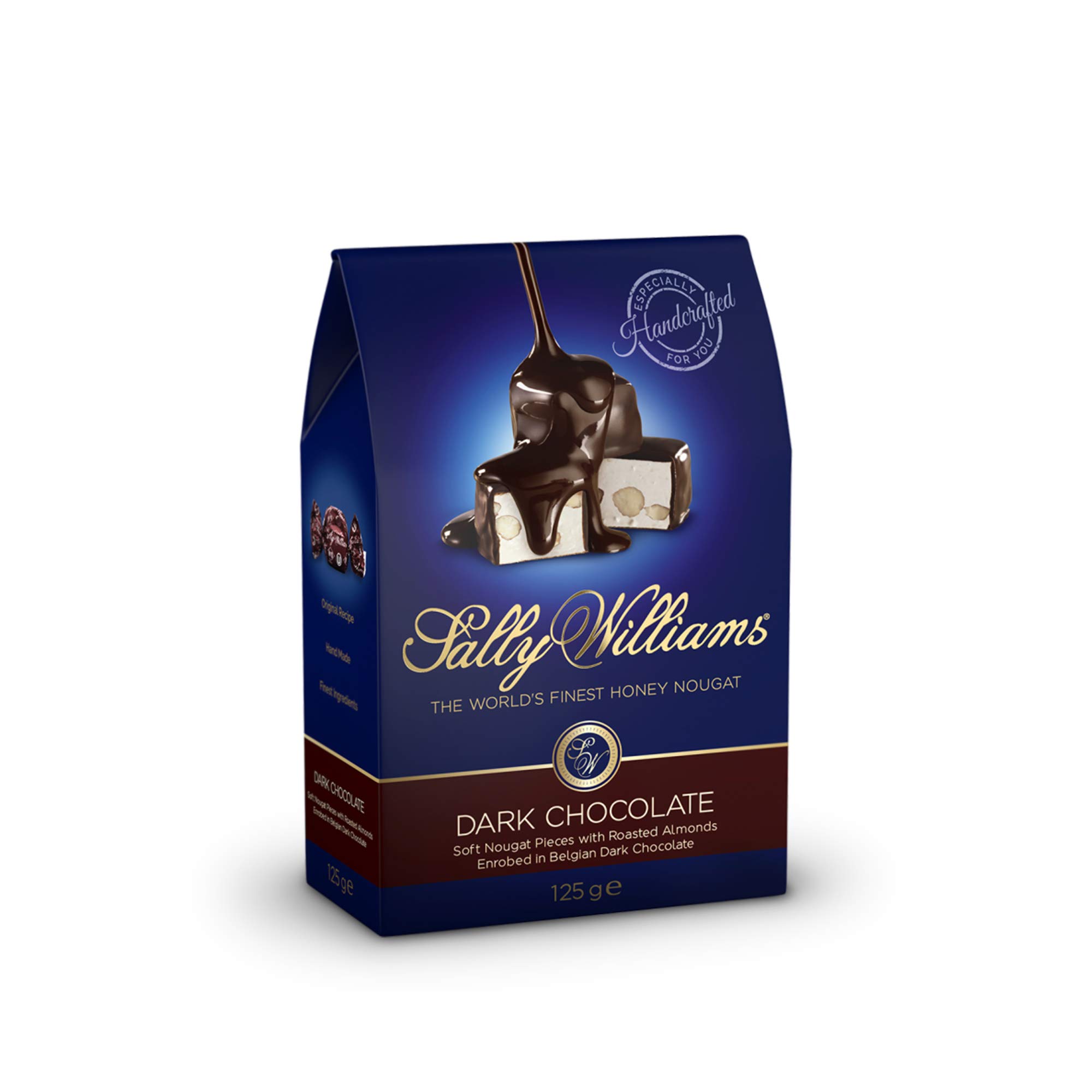 Sally Williams, Coffret cadeau nougat au miel doux de qualité supérieure - Nougats faits main avec amandes et chocolat noir - 125 g - Lot de 10