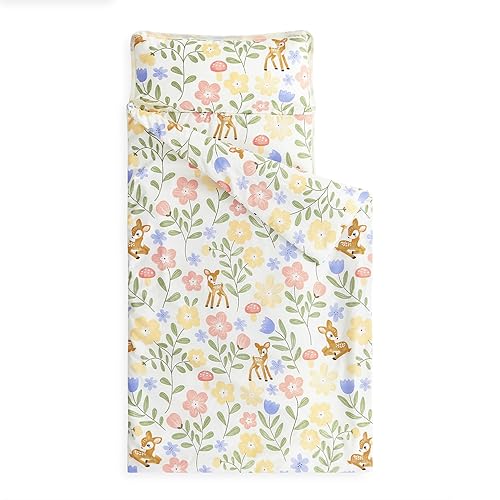 Wake In Cloud - Tapete para siesta con almohada y manta, para niños y niñas en guardería, preescolar, saco de dormir grueso enrollable, flores