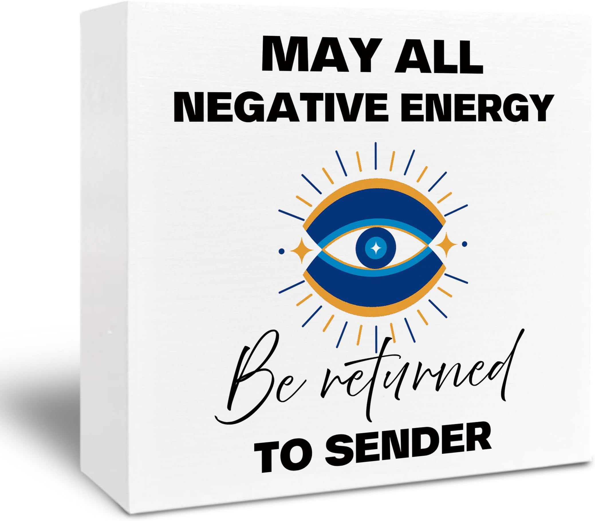 Kneaotoaji Inspirational Evil Eye Wooden Signs - Inspirational Desk Signs 5x5...
