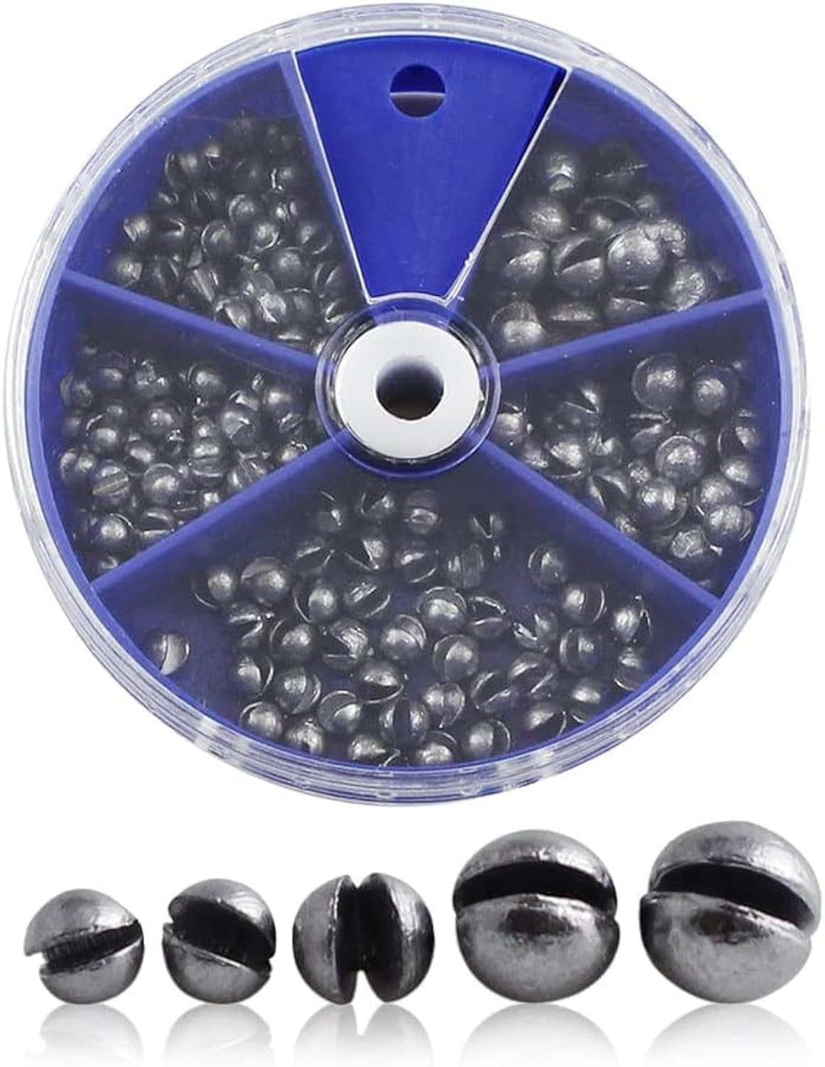 Plomo de Pesca,Apertura de Pesca Disparo Dividido,200 Pesos de Pesca con Kit de plomada,(extraíbles,5 tamaños 0.3g/0.5g/0.6g/0.8g/1g) Pellizcar dispensador de Pesas de balsa Uso de la Pesca