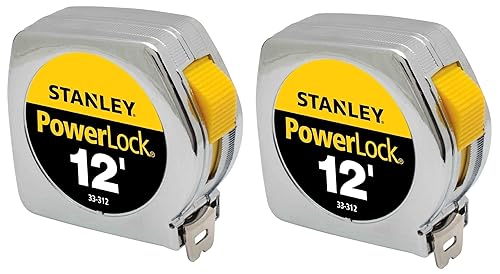 Stanley Herramientas manuales 33-312 34 pulgadas x 12 pies PowerLock cinta métrica profesional (paquete de 2)