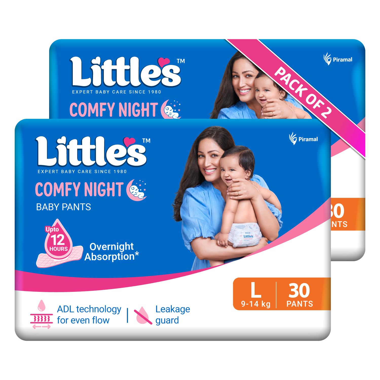 Little's Baby Diapers L Size (Large) Pants Style | 9-14 kg | 60 Count - Pack of 2 | Cotton Soft Baby Diaper Pants with Leakage Guard-image-27