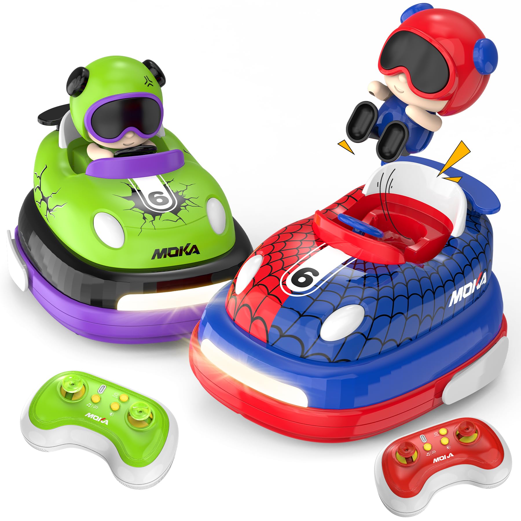 Remote Control Bumper Cars with Lights & Sound Proportional Steering‌/Throttle (Drift + Bump Modes) 2-Player Battle RC Car| Toddler & Boys' Back-to-school 360° Spinning| Rechargeable Kids' Race Car