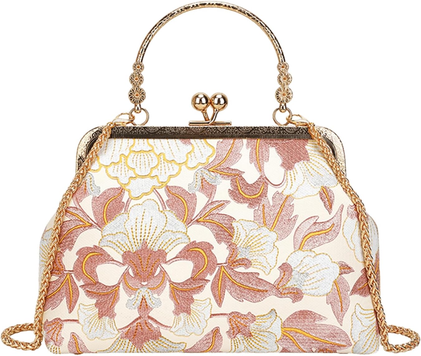 Evening Clutch Purses for Women, Vintage Peony Floral Clutch, Elegant Top Handle Handbag for Formal Wedding Prom Evening Clutch Purses for Women, Vintage Peony Floral Clutch, Elegant Top Handle Handbag for Formal Wedding Prom