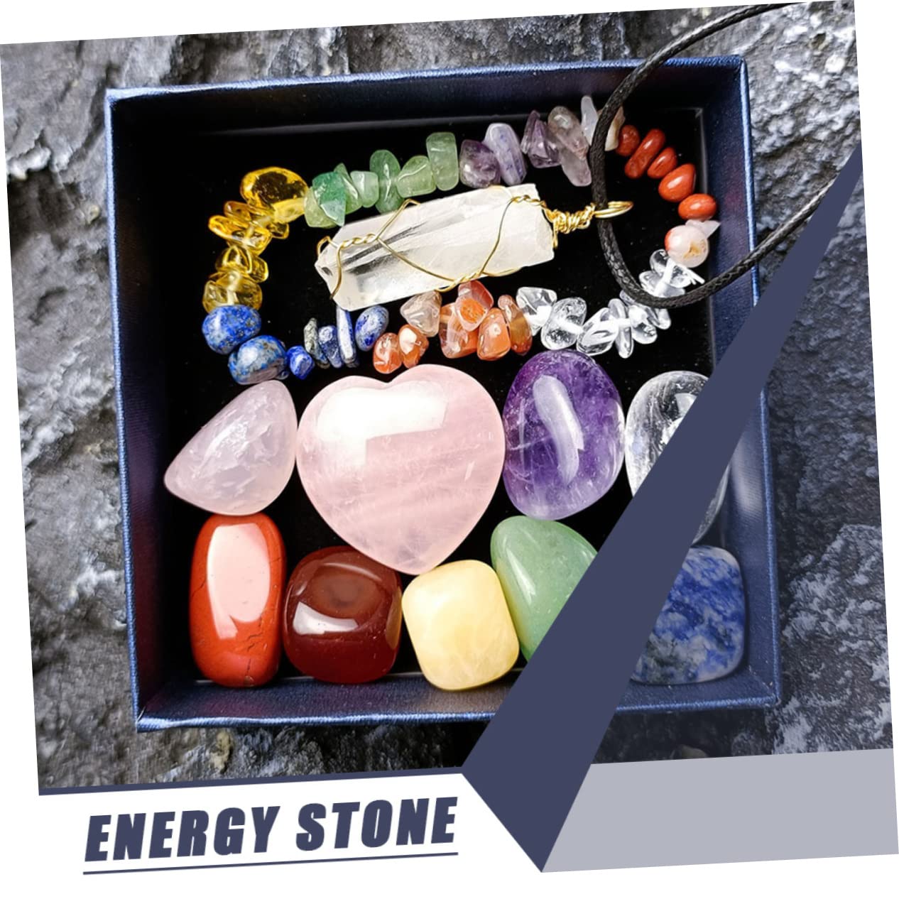 Set de Colgante de Cristal de 7 Chakras Caja, 1 Juego