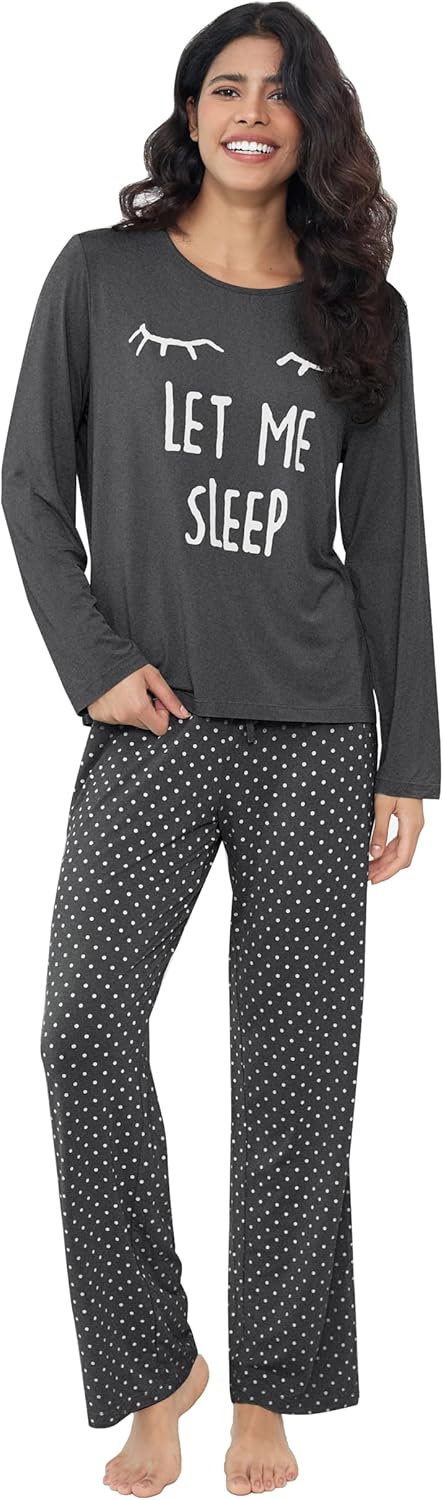 Joyaria Lightweight Bamboo Viscose Pajamas Women Cooling Sweat Wicking Long Sleeve PJs Set Sleepwear S-XXL - Image 4