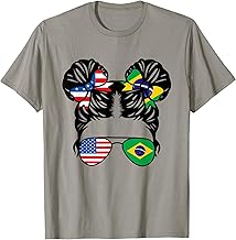 Half American Half Brazilian Girl USA Brazil Flag Patriot T-Shirt Small
