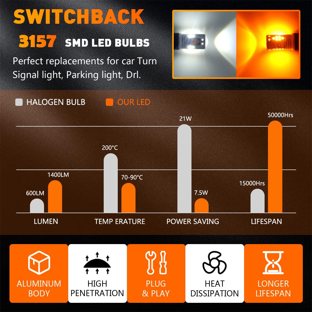 WINETIS 9-16V Super Bright 7440 7443 7441 7444 T20 W21W LED Turn
