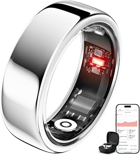 Smring Smart Ring, Fitness Tracking Ring, Heart Rate Monitor Health Tracker for Women/Men, IP68—No Subscription—Sleep Tracker for iPhone and Android, Up to 10 Days of Battery Life (Silver, #8)