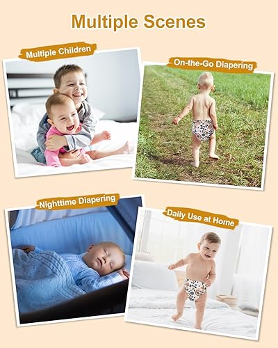 Miniatura 5 de babygoal Pañales de tela boho para recién nacidos, paquete de 13 unidades para bebés prematuros de 5-12 libras, 6 unidades con 6 insertos y bolsa