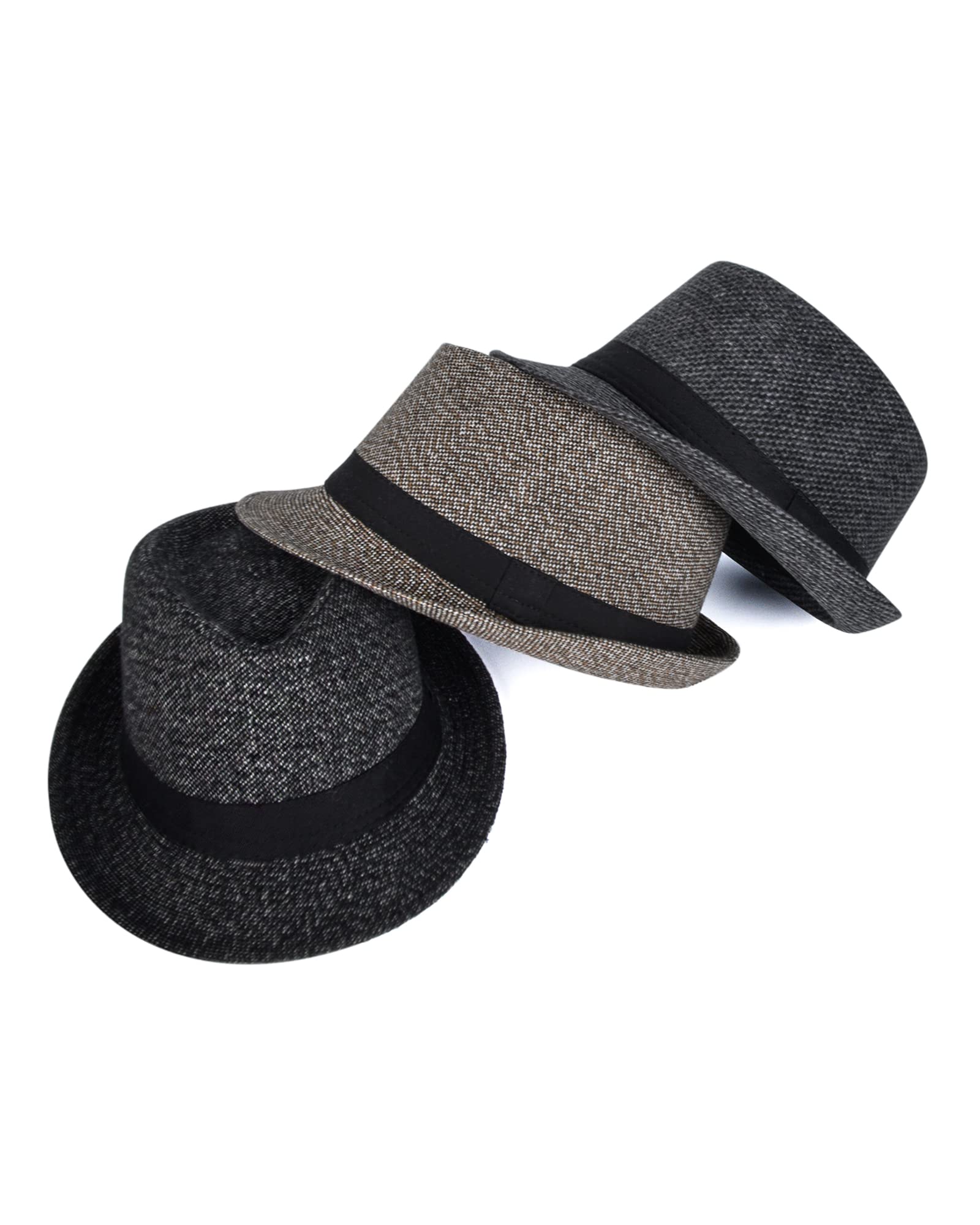 Vintage Kapelusz Fedora Trilby Czapka Jazzowa Melonik Kapelusz Gangster Fascinators Panama Czapka Jazzowy Z Szerokim Rondem Roll-up Dla Mężczyzn Kobiet 56-58cm