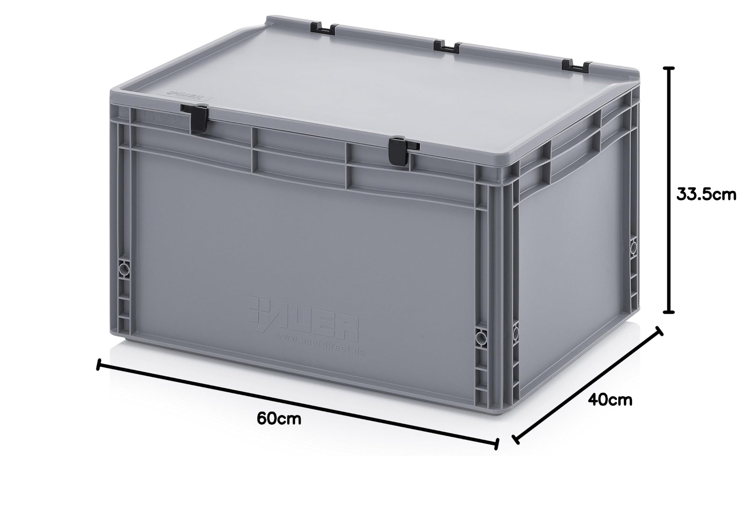 Auer Packaging Eurobehälter-Eurobox 60 x 40 x 33,5 cm mit Scharnierdeckel inkl. gratis Zollstock