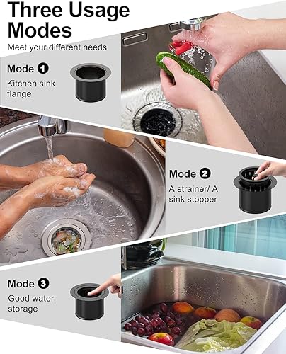 Miniatura 5 de BOTEMY Tapón extendido de acero inoxidable 304 para fregadero de cocina con brida de drenaje estándar de 3-12 pulgadas, tapón de brida de