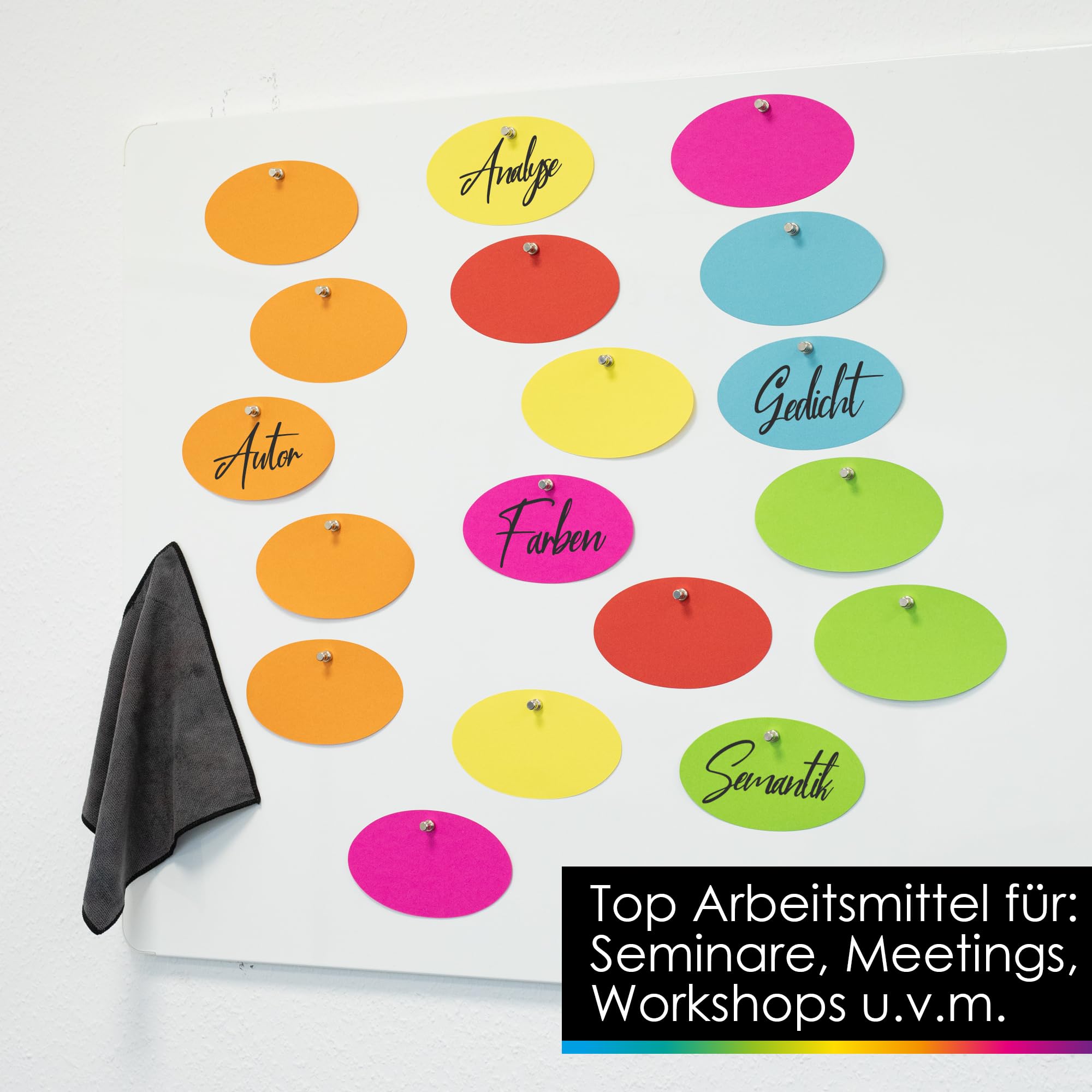 OfficeTree 750x Moderationskarten Set - 6 Farben - Rund, Oval & Rechteckig - Metaplankarten - Präsentationskarten - Moderationsset als Seminar Zubehör für Moderationskoffer Präsentation und Vortrag
