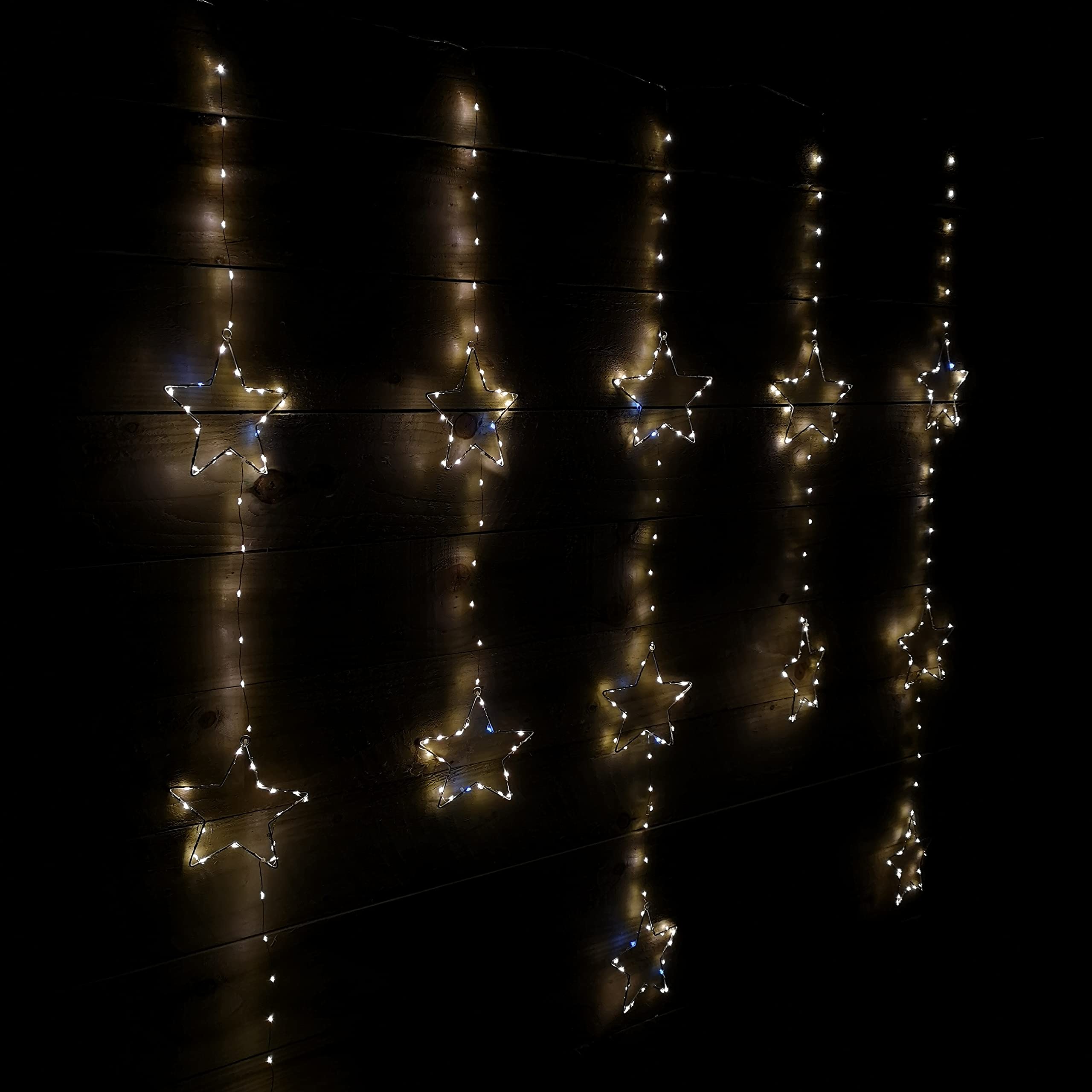 Premier 1,3 x 1,2 m 312 LED luci natalizie lampeggianti statiche stelle LED tenda in bianco mix