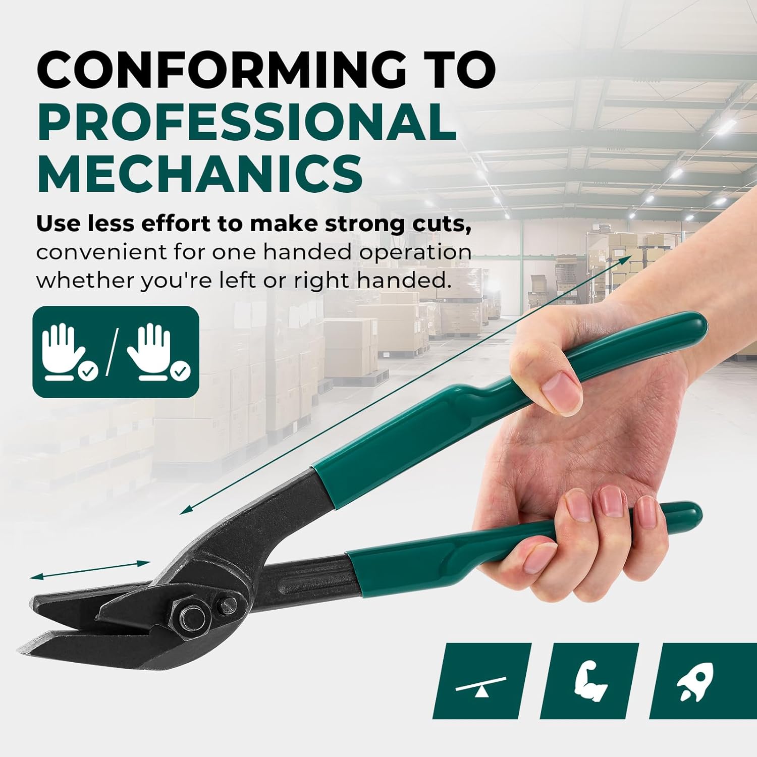 Strapping Cutter, 3/8" to 1 1/4" Width, 0.044" Thickness, for Steel & Polyester (PET) & Polypropylene (PP) Packaging Strapping, 12'' Heavy Duty Steel Strapping Cutter (Strapping Cutter)