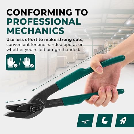 Strapping Cutter, 3/8 to 1 1/4 Width, 0.044 Thickness | for Steel & Polyester (PET) & Polypropylene (PP) Packaging Strapping, 12'' Heavy Duty Steel Strapping Cutter