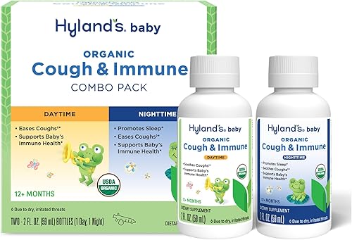 Hyland's - Bebé - Paquete combinado de jarabe orgánico para la tos y apoyo inmunológico día y noche - Alivia la tos, apoya la inmunidad, ayuda para