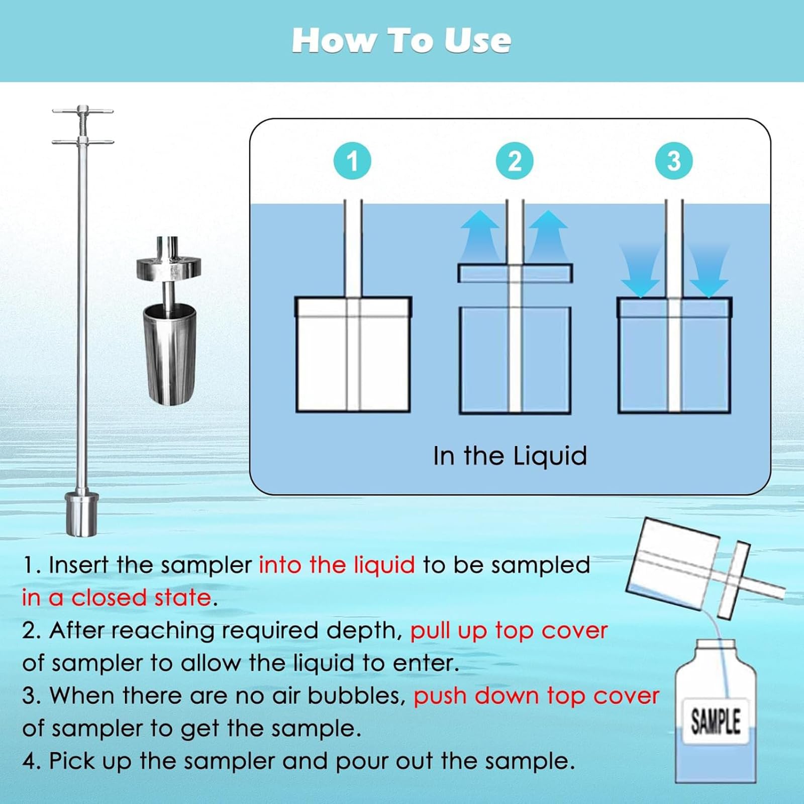 Campionatore Per Liquidi Viscosi Da 100 Ml, Dispositivo Di Raccolta Campioni D'acqua Con Design Antiscivolo, Resistente Alle Alte Temperature, Ideale Per Campionamento In Laboratorio E Industriale