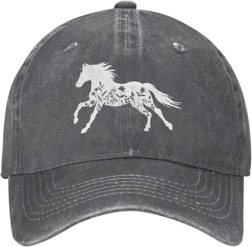 Vista 2 de Gorra de béisbol vintage con diseño floral y de caballo ajustable para mamá y papá