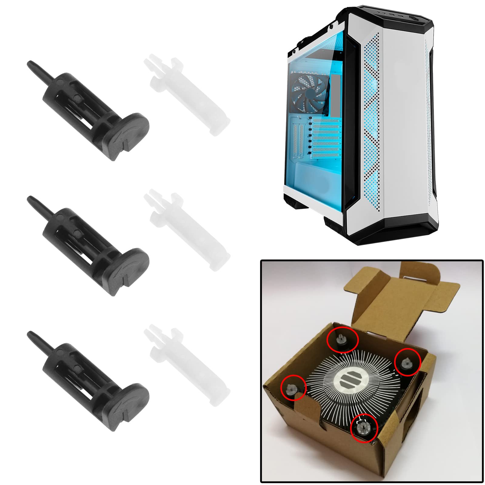 Heyous 20 Perni Di Montaggio In Plastica Per Ventola Dissipatore CPU – Compatibili Intel LGA 775, Neri E Bianchi - 2