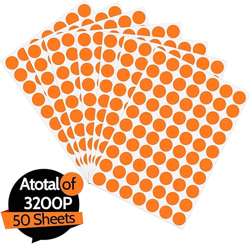 Miniatura 10 de 3500 calcomanías de puntos, etiquetas de codificación negras de 34 pulgadas, círculos, calcomanías de precio, calcomanías de puntos para estudiantes