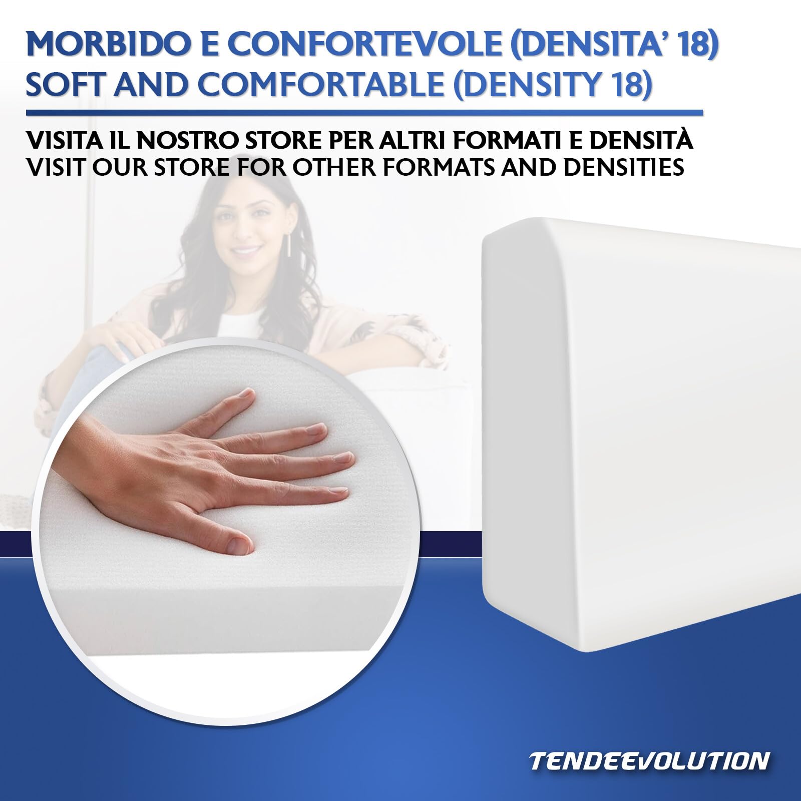 TENDEEVOLUTION Goma Espuma para Tapizar 100x25x40 cm. Espuma para Sofá, Respaldo para Cama o sillón, Esponja para Sofa