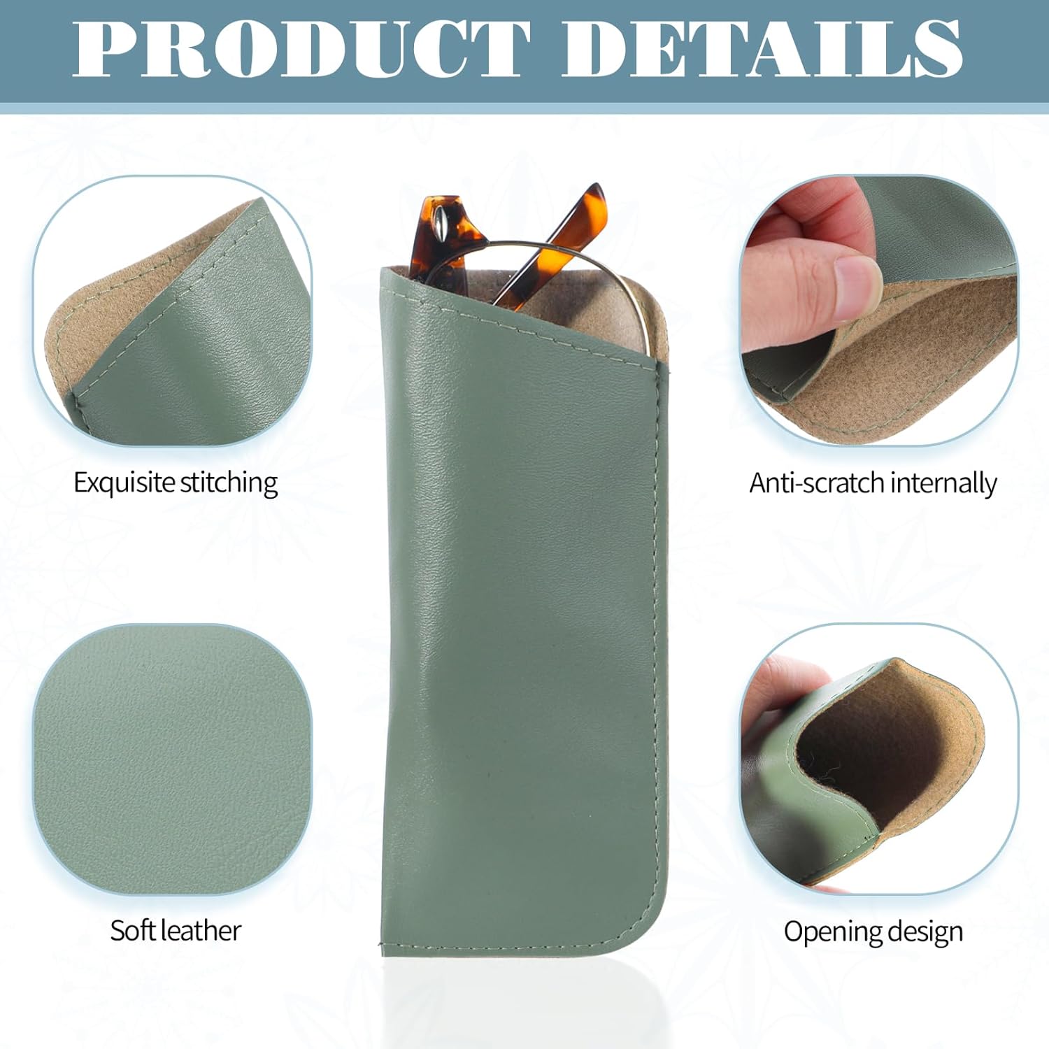 5 Pack Soft Glasses Cases Leather Eyeglass Cases Travel Sunglasses Bags Reading Glasses Pouches Portable Eyewear Cases for Women Men Keys Jewelry Credit Cards - Image 3