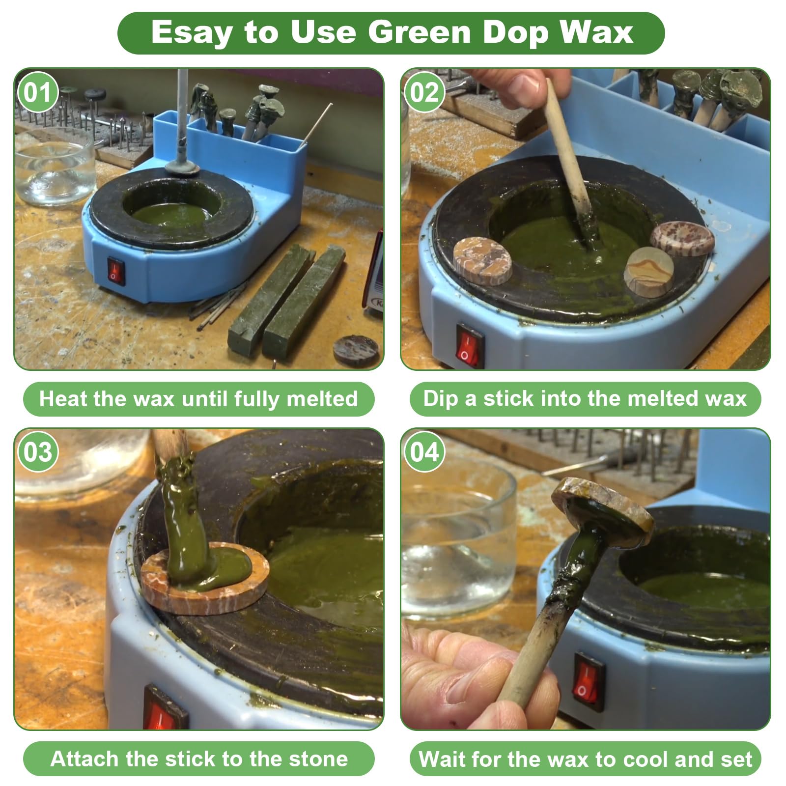 Green DOP Cire pour lapidaire Cabachon Couper et Polir
