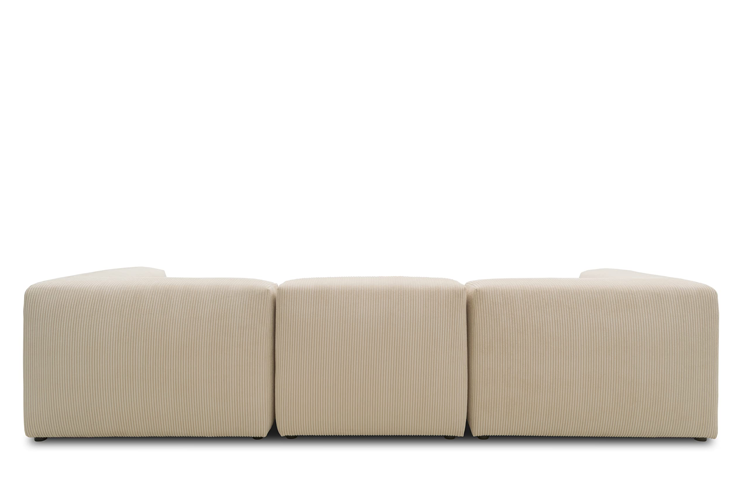 DOMO. collection Ecksofa Malia, L-Form, 4 Module, Beige | Modulares Cordsofa in L-Form, 4 Module mit 2 Ecksesseln, Sessel und Hocker für flexible Wohnlösungen, 301 x 193 cm