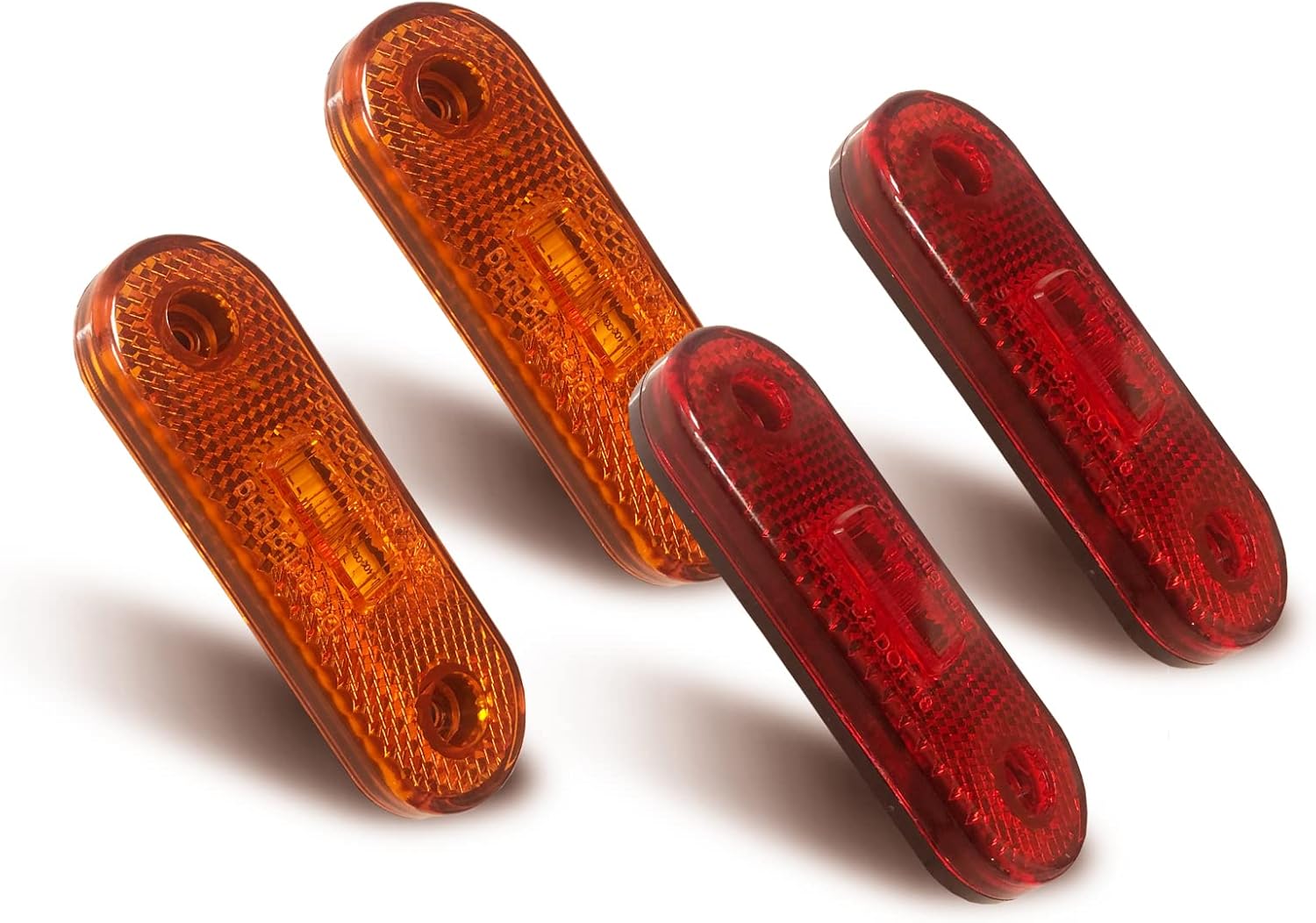 Dream lighting 12V Trailer Side Marker Light LED 4x1.3 inch Oblong Red/Amber LED Clearance Marker Lights Recessed Mount RV Camper Trucks - 6 Amber & 6 Red