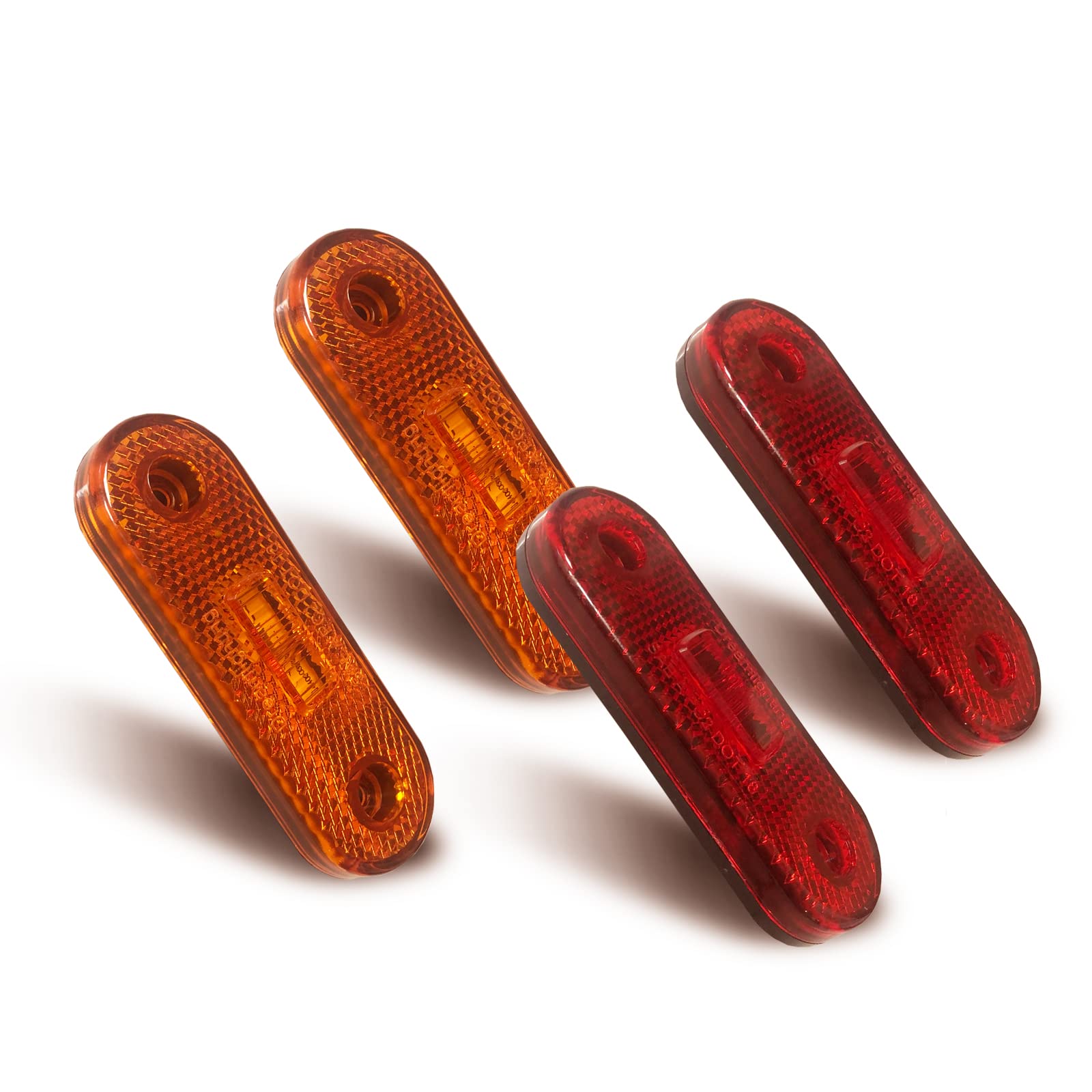 Dream LightingTrailer Marker LED Lights with Reflector Automotive Vehicle Top Clearance Light 4inch Oval Side Marker Light, Flush Mount, 2 Amber & 2 Red