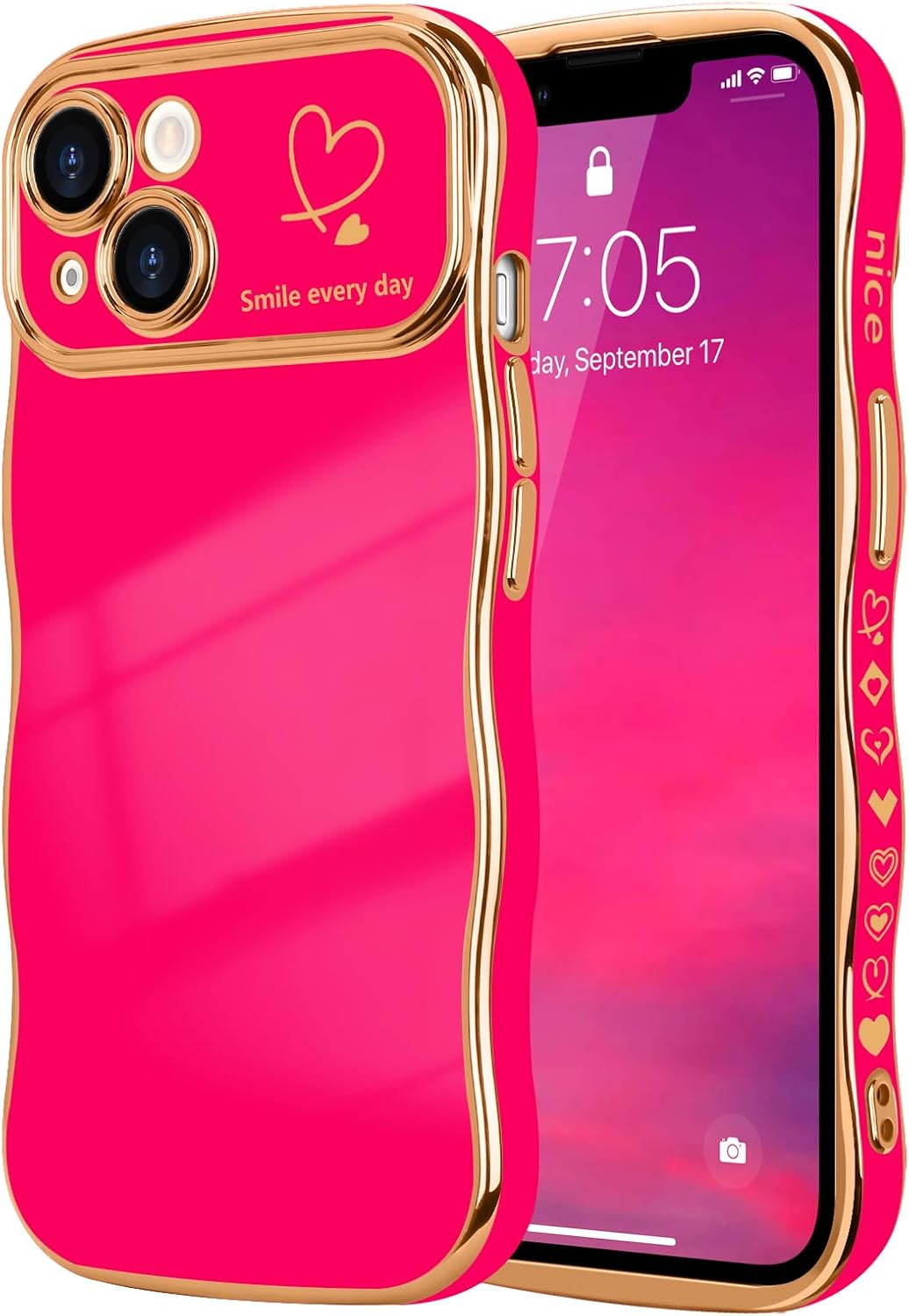 LCHULLE for iPhone 14 Plus Case for Women Girls,Cute Curly Wave Frame Shape Love Heart Pattern Phone… LCHULLE for iPhone 14 Plus Case for Women Girls,Cute Curly Wave Frame Shape Love Heart Pattern Phone…