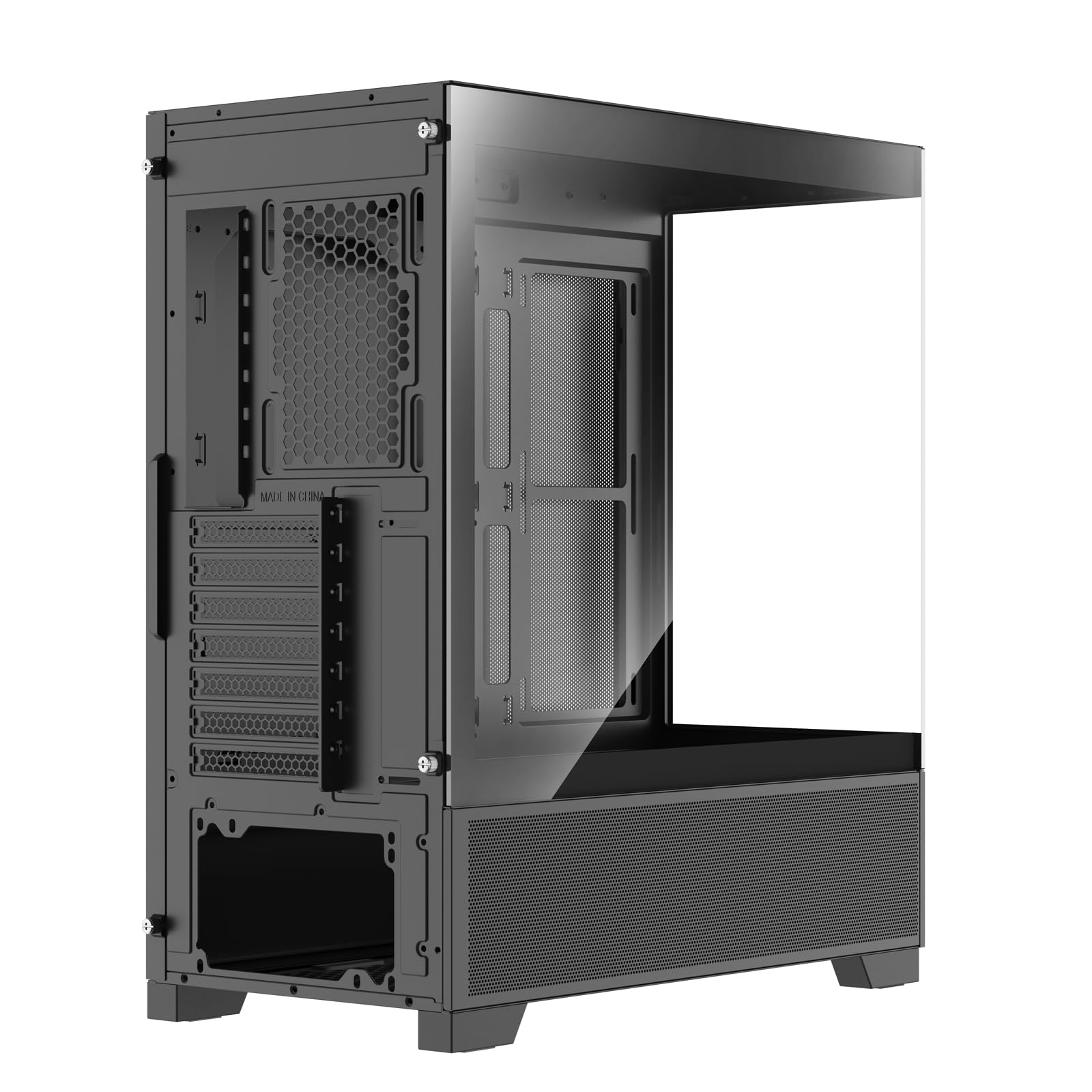Xilence X218.ARGB XILENT Beam Gaming PC Gehäuse, 3X PWM Lüfter, ATX Midi Tower Case, Aquarium Glas Optik, hoher Airflow, optimiertes Kabelmanagement, PWM Control Board
