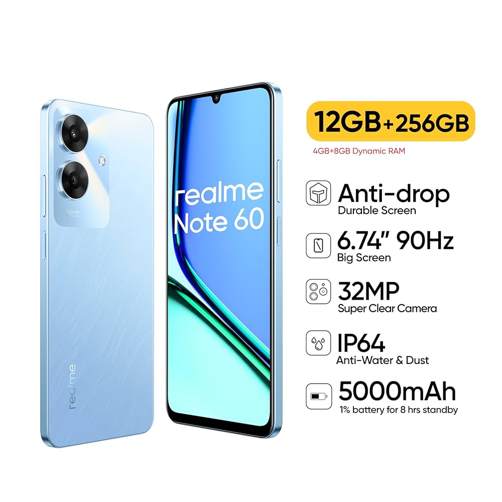 realme Note 60 4GB/128G ブルー Realme Note 60 4G Dual Sim Mobile Phone, 6.74