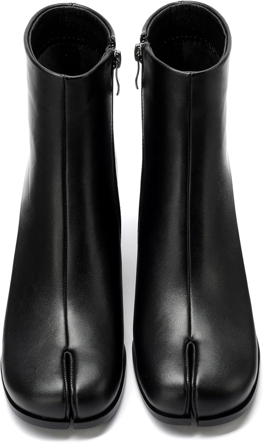 Vezzoso Split Toe Ankle Boots Chunky Low Heeled Tabi Shoes Women Short Booties Faux Leather Comfortable Bootie with Side Zipper - Image 4