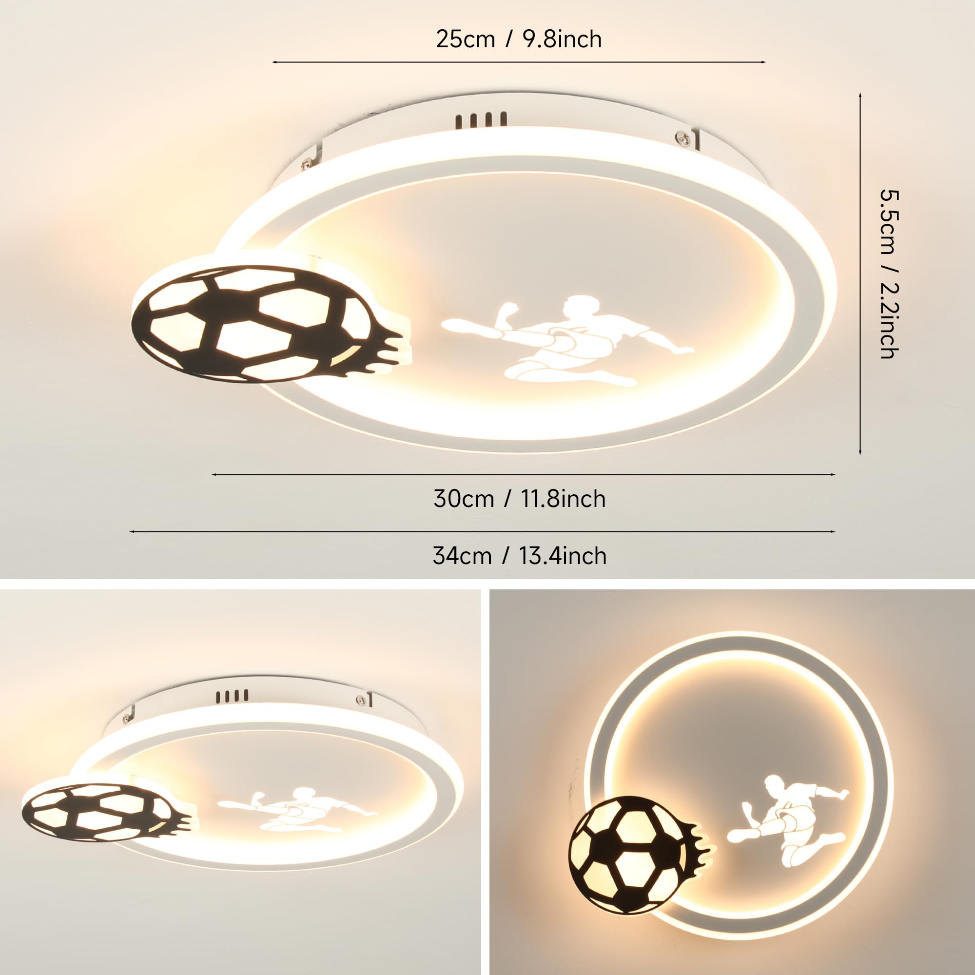 EASY EAGLE Lampa sufitowa LED, ściemniana, lampa sufitowa z pilotem zdalnego sterowania, do salonu, pokoju dziecięcego, sypialni, 34 cm, 3000~6000 K