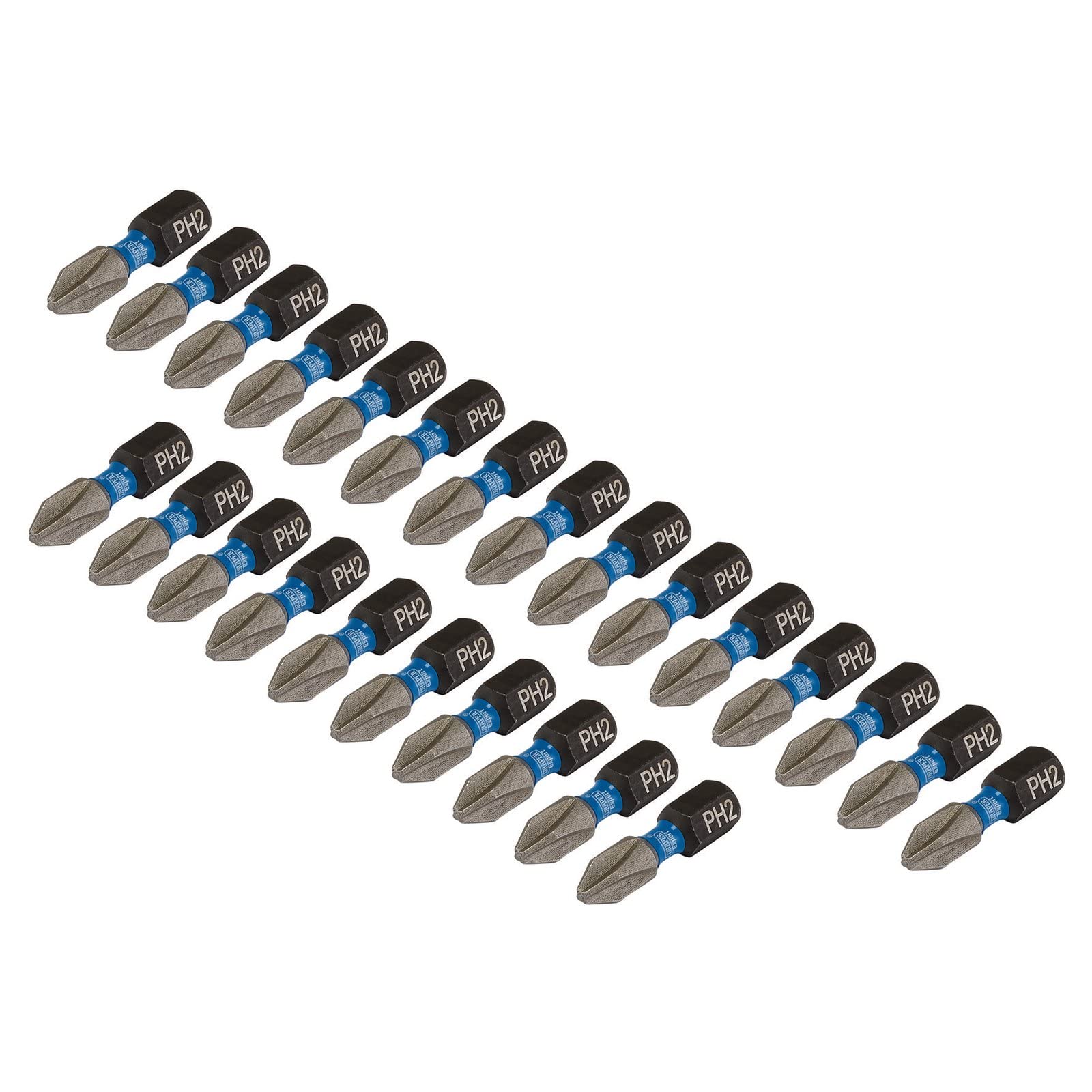 Draper 05691 Cross Slot/PH Type Impact Screwdriver Bits, No.2 x 25mm (Pack of 25), Blue and Black