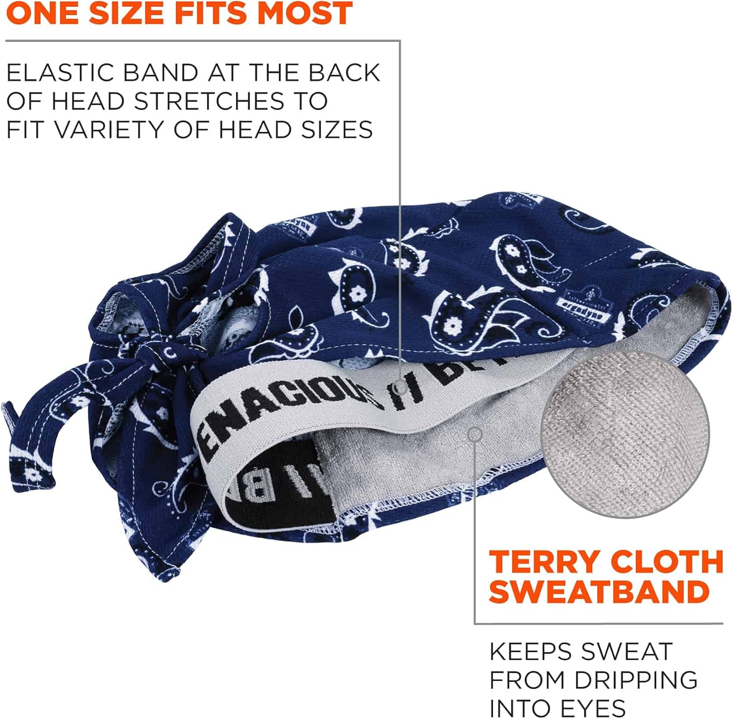 Ergodyne Chill Its 6615 High-Performance Bandana Do Rag - Terry Cloth Sweatband