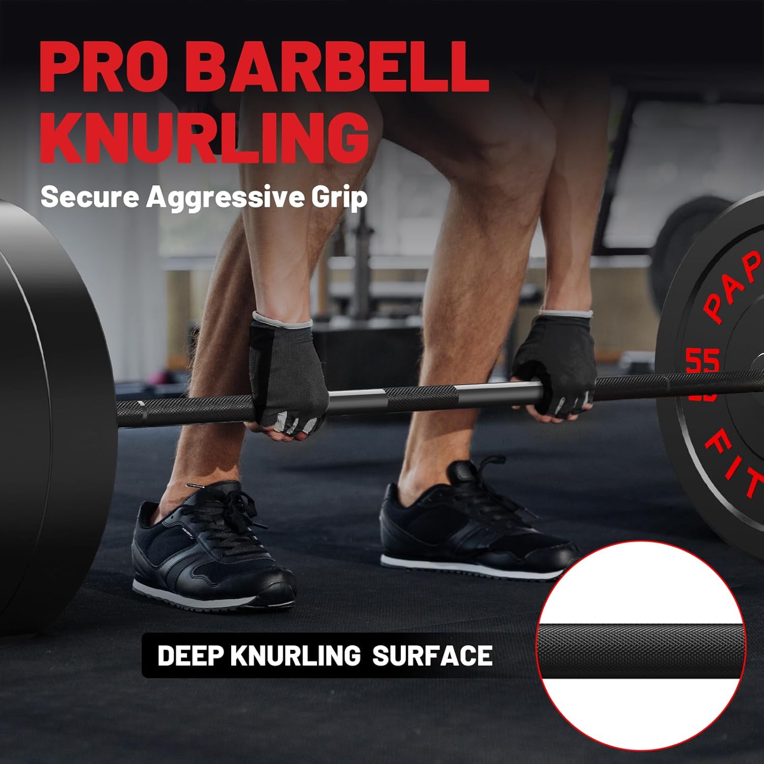 PAPABABE 7-Foot Olympic Barbell 1000LB/1500LB Weight Capacity with Bumper Plates Set, 2 Inch Weights Plates, Weights Lifting Power Lifting