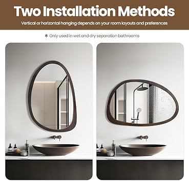 Irregular Wall Mirror Asymmetrical Entryway : Decorative Asymmetric Black Mirror 50 x 70cm Unique Vanity Shaped Dressing Vanity Mirrors for Living Room, Bathroom, Bedroom, Hallway Wall Art Decor