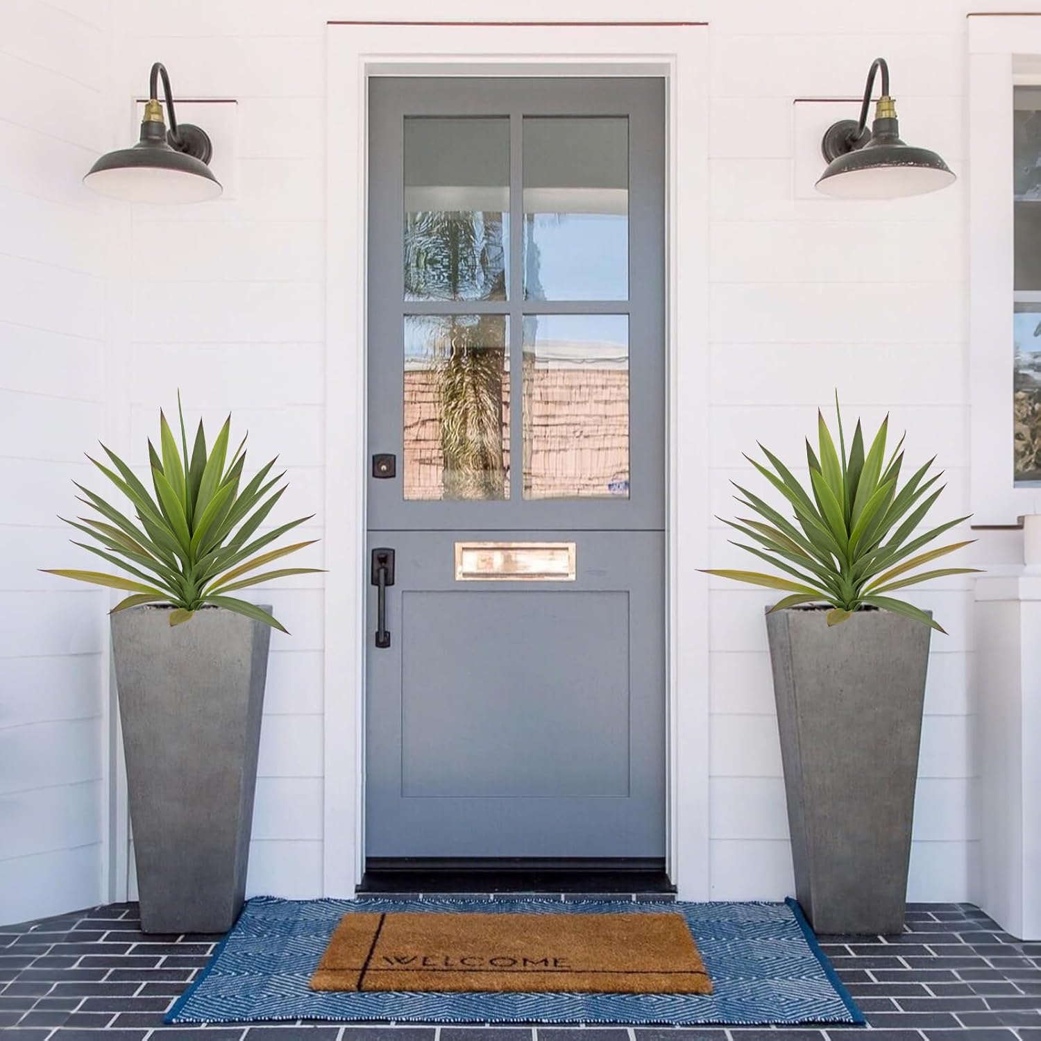 Briful Agave Plant Artificial 20.4'' Faux Agave Plant with Black Pot Outdoor Fake Tropical Plants for Home Office Room Table Garden Front Porch Decor - Image 6