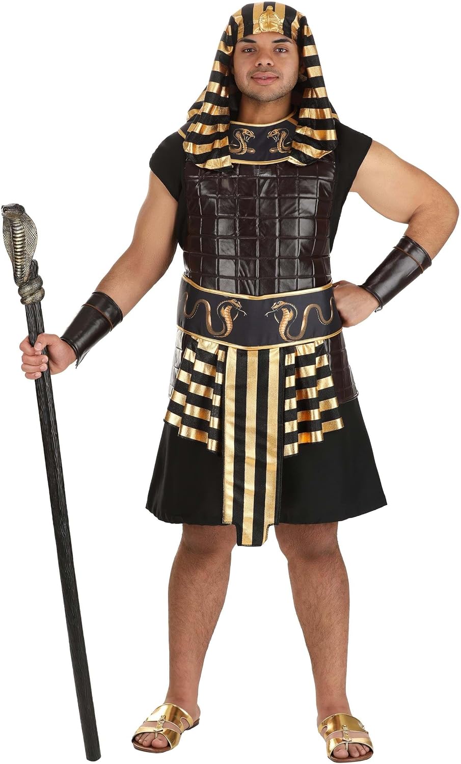 Ancient Pharaoh Plus Size Costume for Men - Tunic, Chest Piece, Collar, and Gauntlets