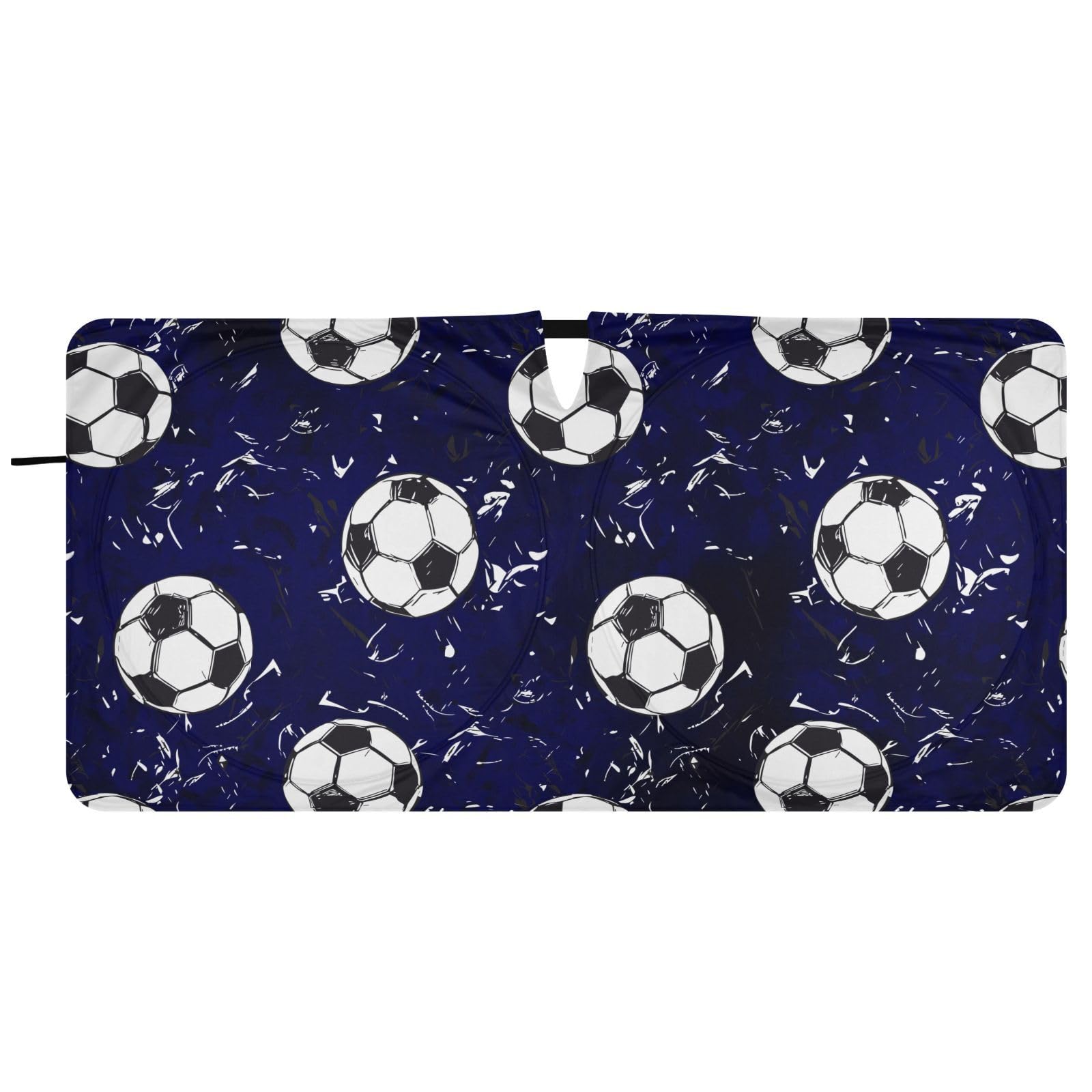 Blue Football Front Windshield Sun Shade for Car Trucks Foldable Car Sun Visor with Storage Pouch Sun Shade for Most Sedans SUV Automotive Interior Accessories Window