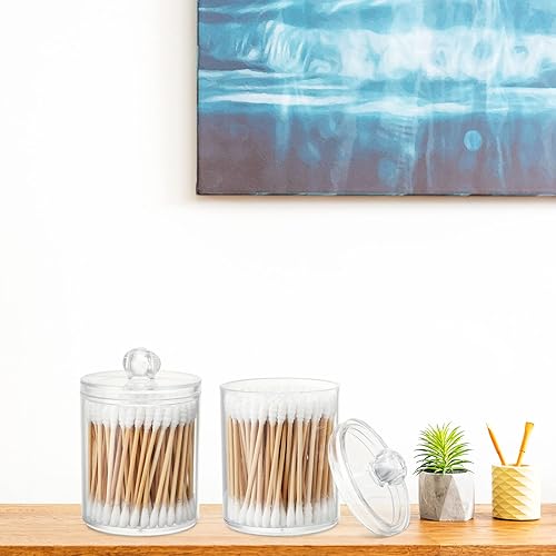 Miniatura 7 de Maxdot 24 tarros organizadores de baño de boticario, tarros de acrílico transparente con tapas, recipientes de tocador para baño, recipientes de