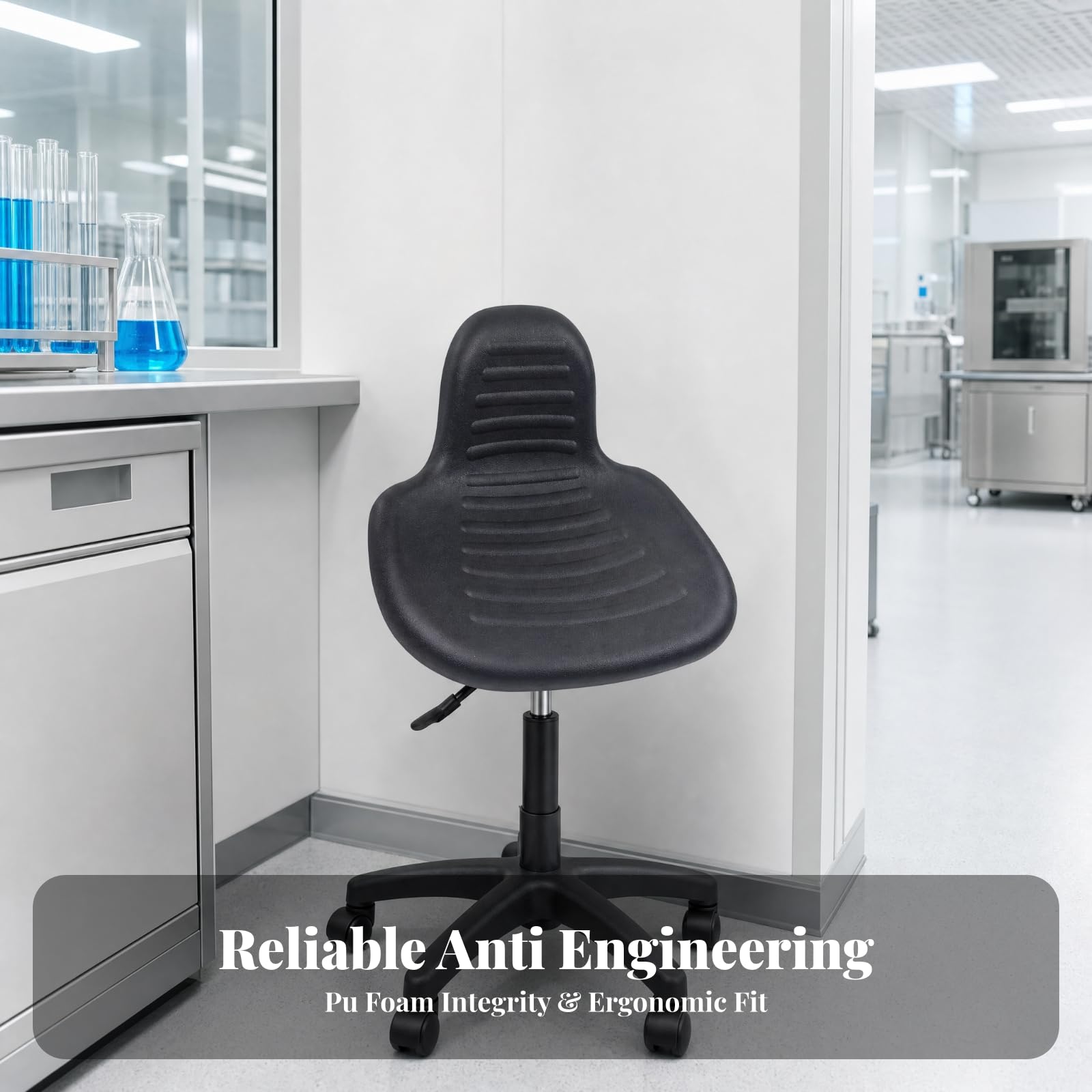 Milageto Seduta e Schienale in Schiuma PU Antistatica Antistatico Seduta con Schienale Orizzontali Ergonomico Nero per Personale di Laboratorio