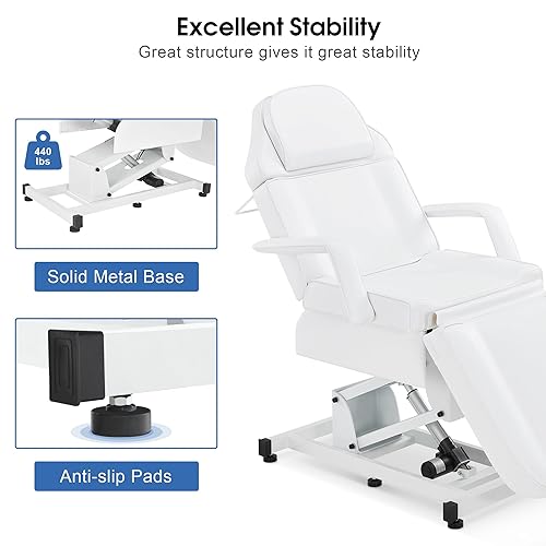 Miniatura 8 de BarberPub Cama facial totalmente eléctrica con 3 motores para esteticista, silla eléctrica de tatuaje para cliente, cama facial para esteticista,