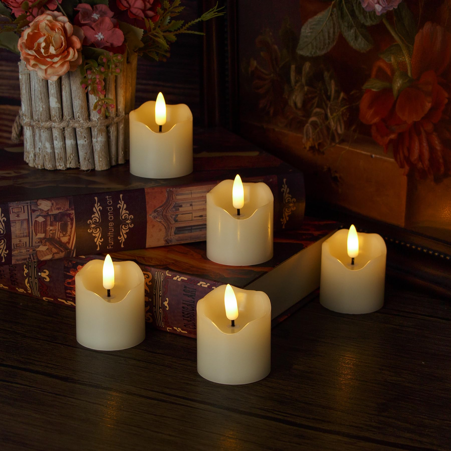 Bougies LED Yeelida Sans Flamme - Télécommande Et Minuterie - Set 5 Bougies Ivoire - Ambiance Et Sécurité