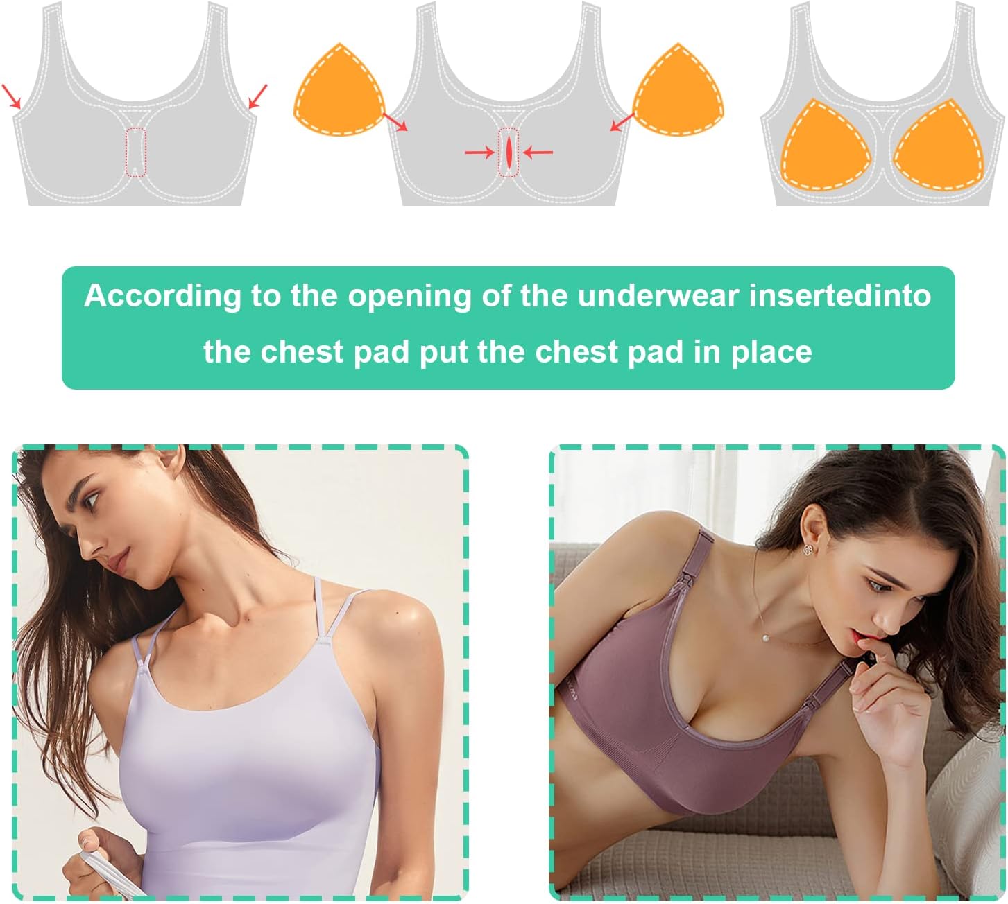 5 Pairs Bra Pad Insert,Removable Sport Bra Cups Inserts Triangle Breathable Bra Pads for Yoga Bra Swimsuits Bikini - Image 6
