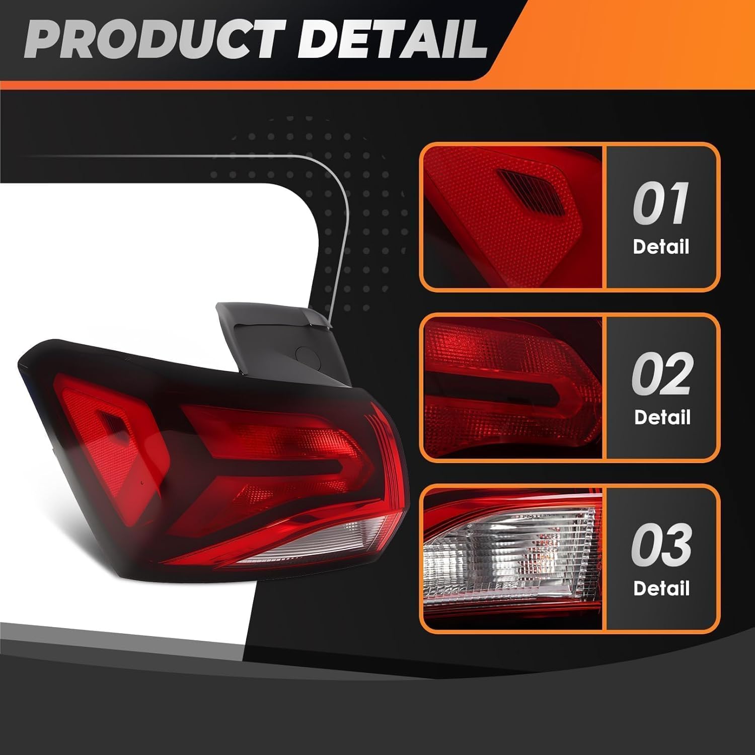 Tail Light Compatible with Equinox 2022-2024 Left Outer Driver Side Rear Brake Light Tail Lamp Taillight 85132581 GM2804152